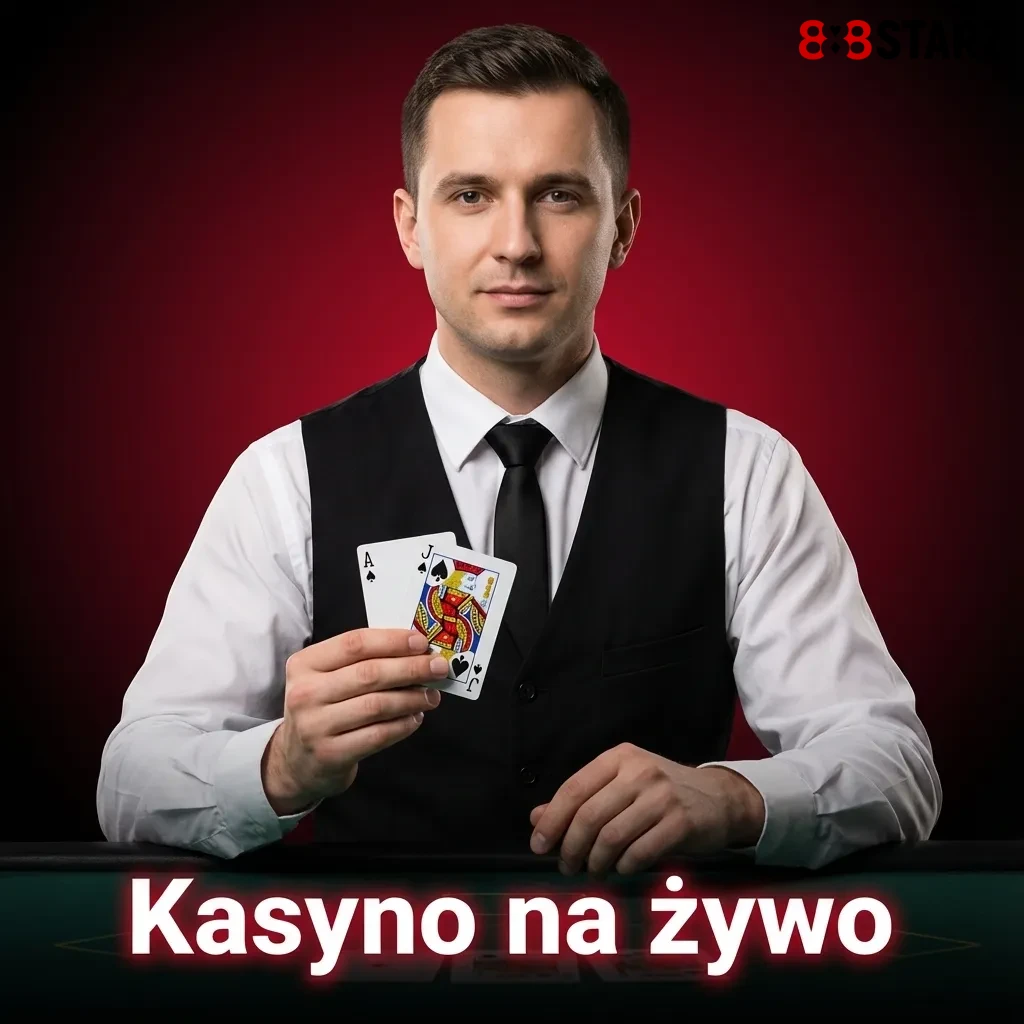 Gracz przy stole kasyna na żywo z krupierem w HD, na ekranie ruletka i karty, atmosfera realnego kasyna