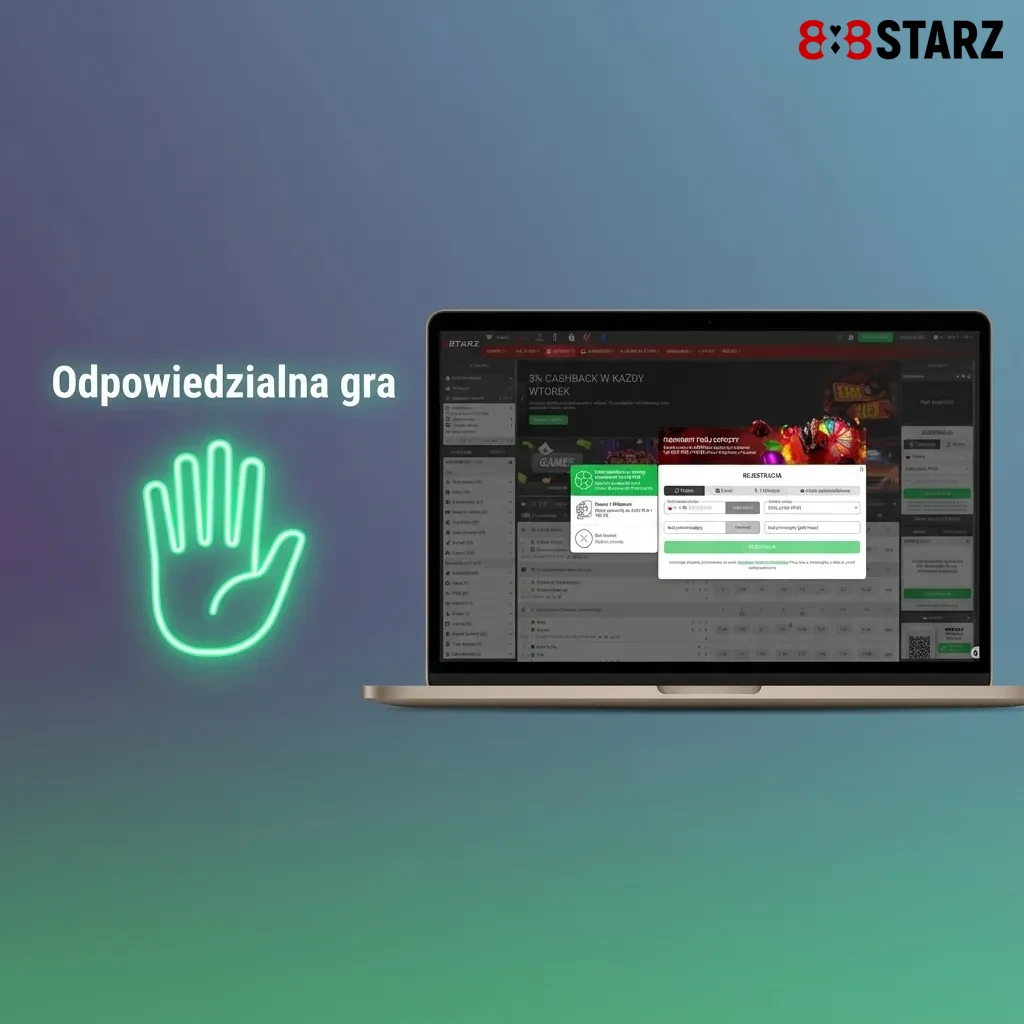 Ilustracja odpowiedzialnej gry: gracz kontroluje budżet, czas i emocje, traktując zakłady jako rozrywkę