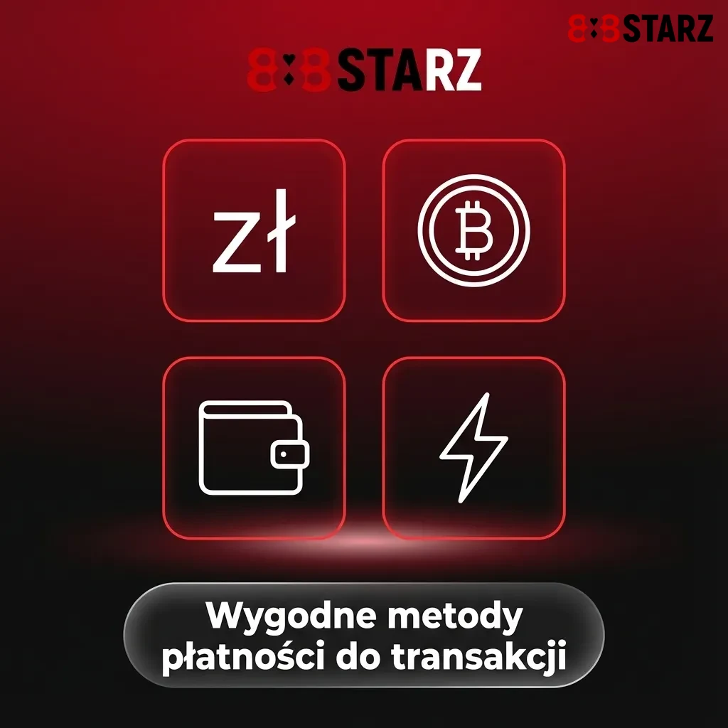 Ikony metod płatności (BLIK, Skrill, Visa, Mastercard itd.) na tle symboli bezpieczeństwa i waluty PLN