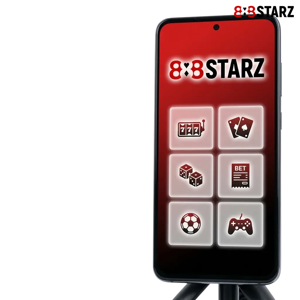 Ekran smartfona z otwartą aplikacją 888starz na Android z zakładami sportowymi i kasynem mobilnym