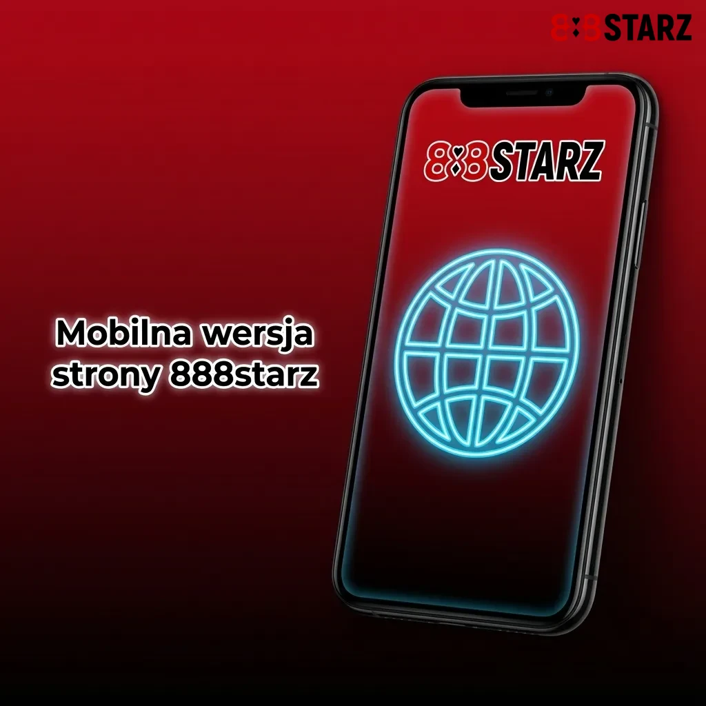 Smartfon z otwartą mobilną stroną 888starz, pokazującą zakłady sportowe, gry kasynowe i opcje konta na czytelnym interfejsie