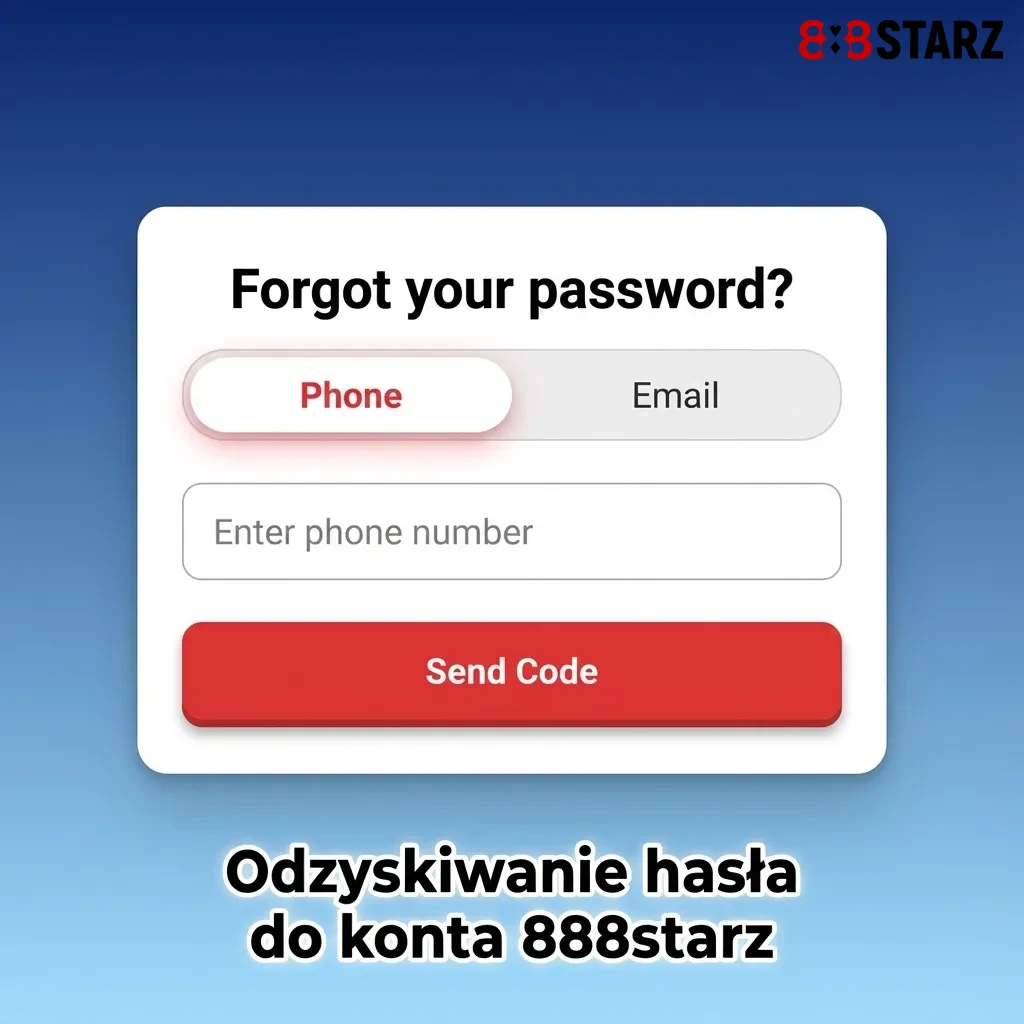 Ekran logowania 888starz z wyróżnioną opcją „Nie pamiętasz hasła?” i instrukcją resetowania krok po kroku