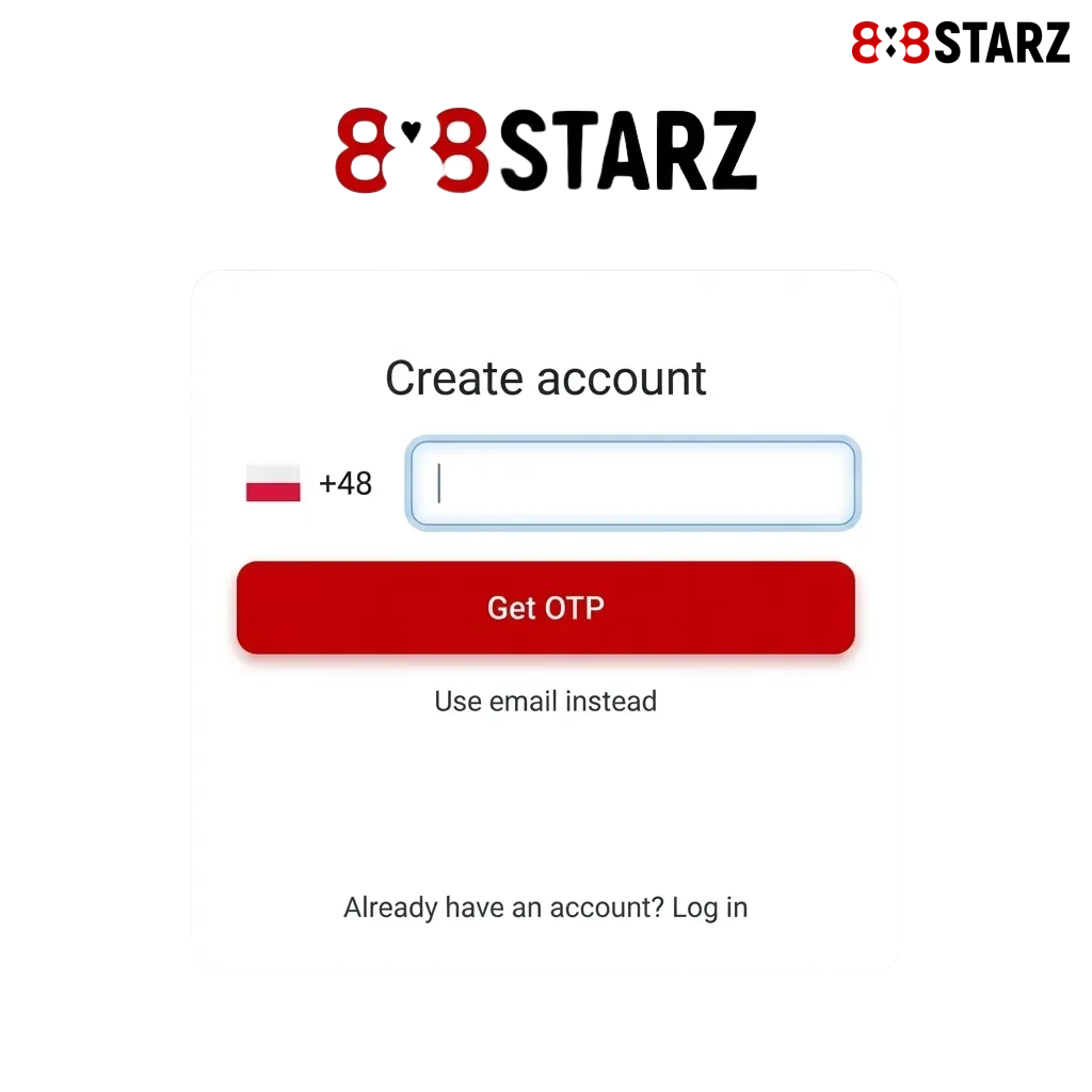 Ekrany rejestracji, logowania i weryfikacji konta 888starz z bonusami powitalnymi dla polskich graczy
