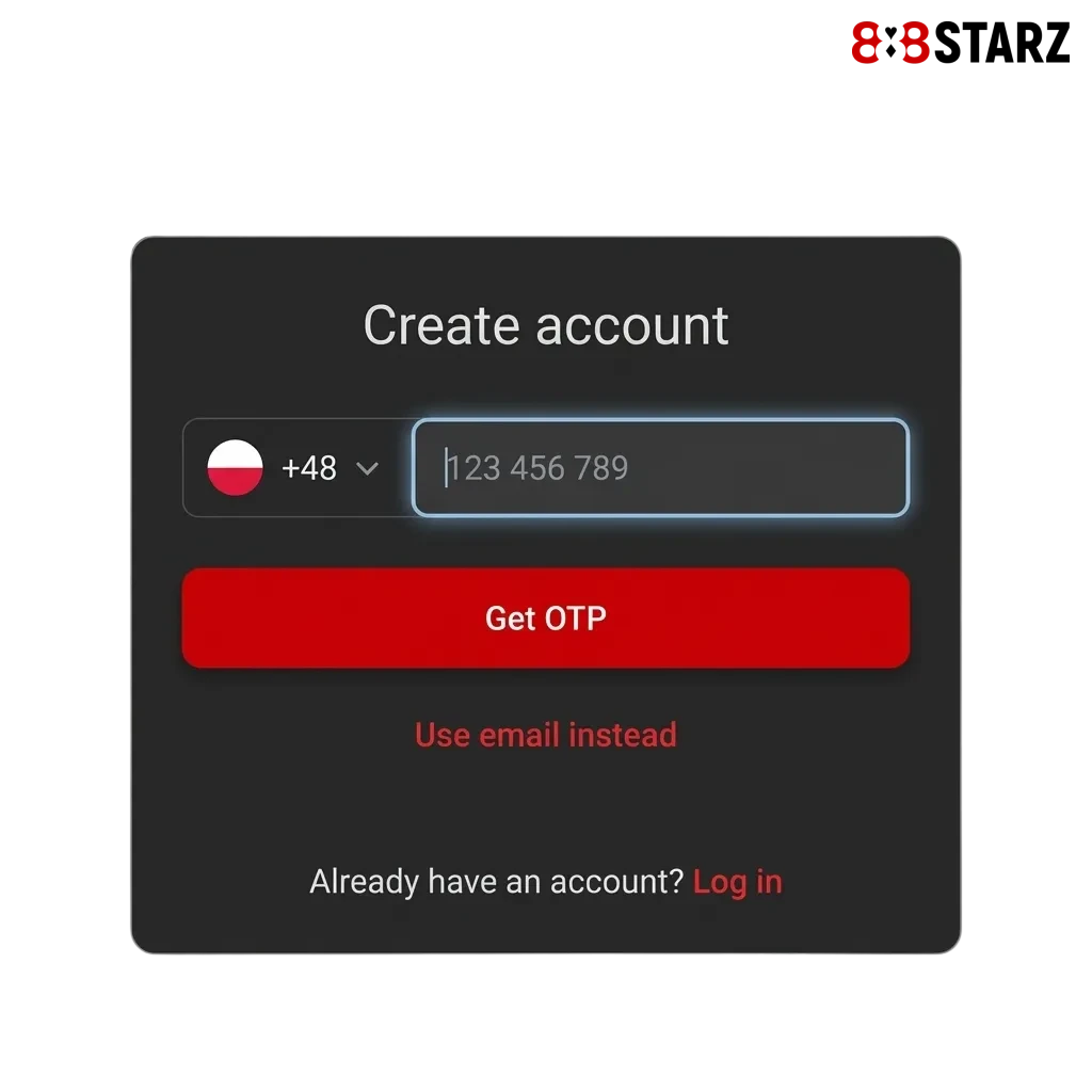 888starz registration interface showing quick signup process for sports betting and casino access in Poland