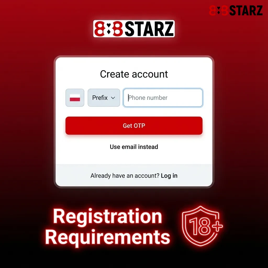 Registration requirements checklist showing age limits, identity verification, and account rules for Polish users