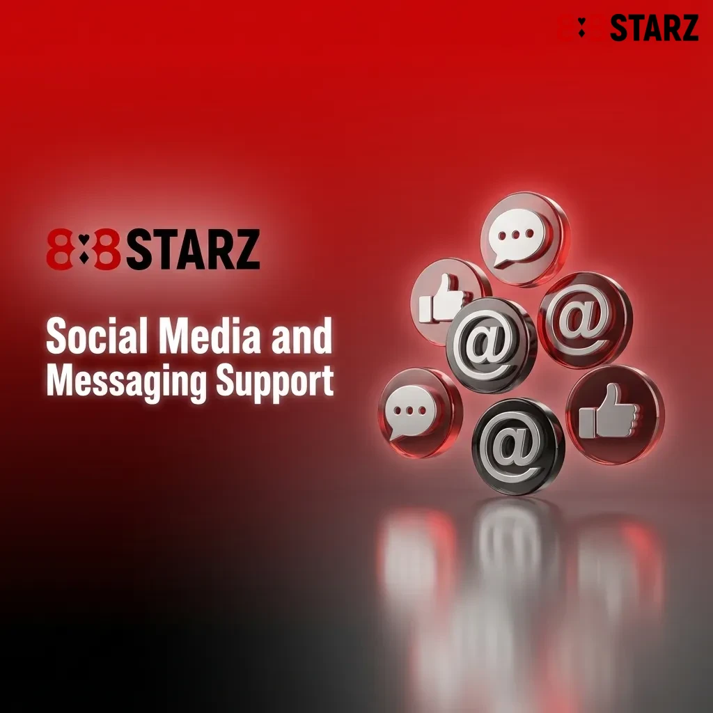 Social media icons for 888starz support on Telegram, WhatsApp, Facebook Messenger, and Twitter for quick customer assistance